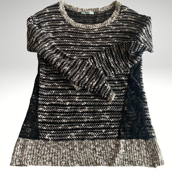 Maurices Sweaters - Maurice's Black and White Sweater with Lace Accent